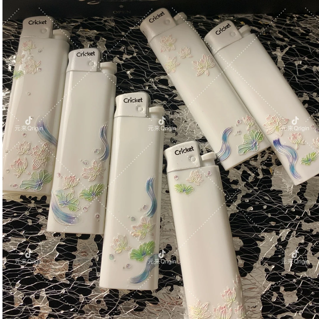 草蜢Caicket手作新款夏日荷花一次性防爆打火机