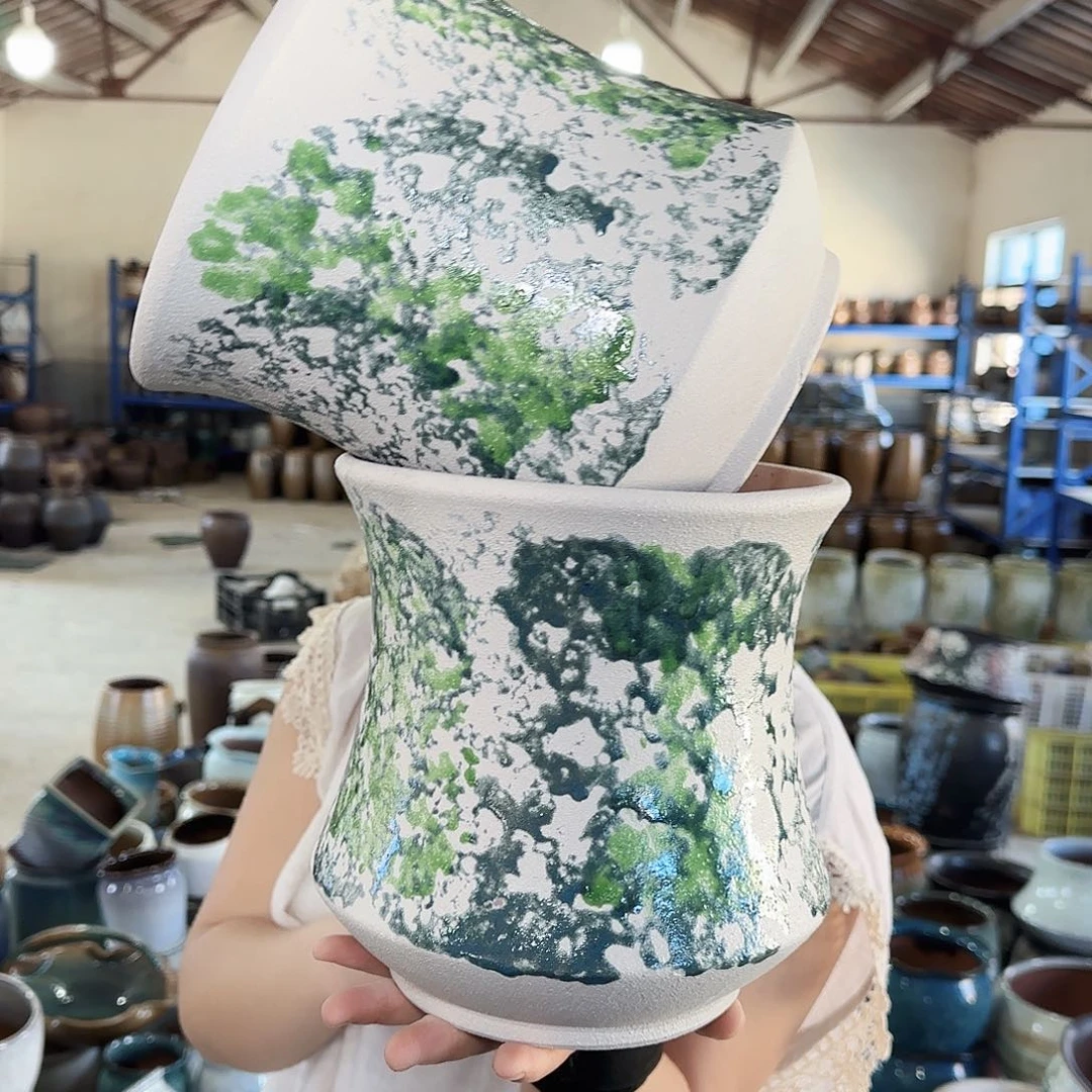 紫砂花盆高21口20