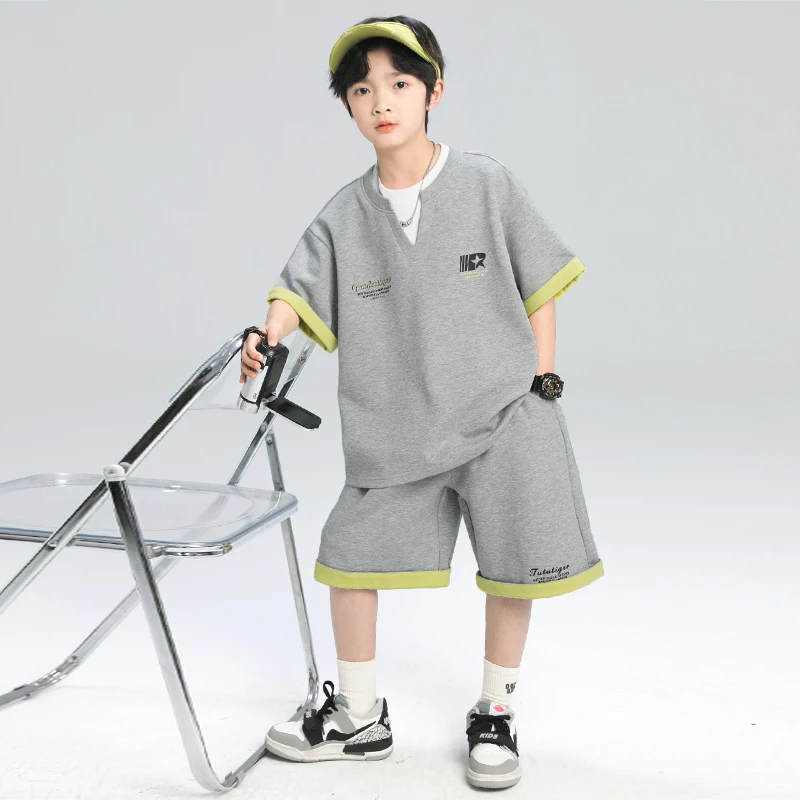 男童夏季套装2025新款中大儿童夏装两件套【QSX-DR】B5230