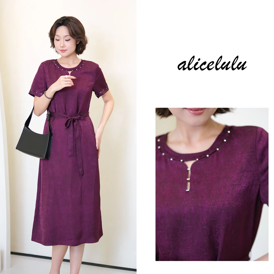 2 alicelulu 气质显瘦连衣裙女龟裂纹轻奢高贵洋气 S2142985E