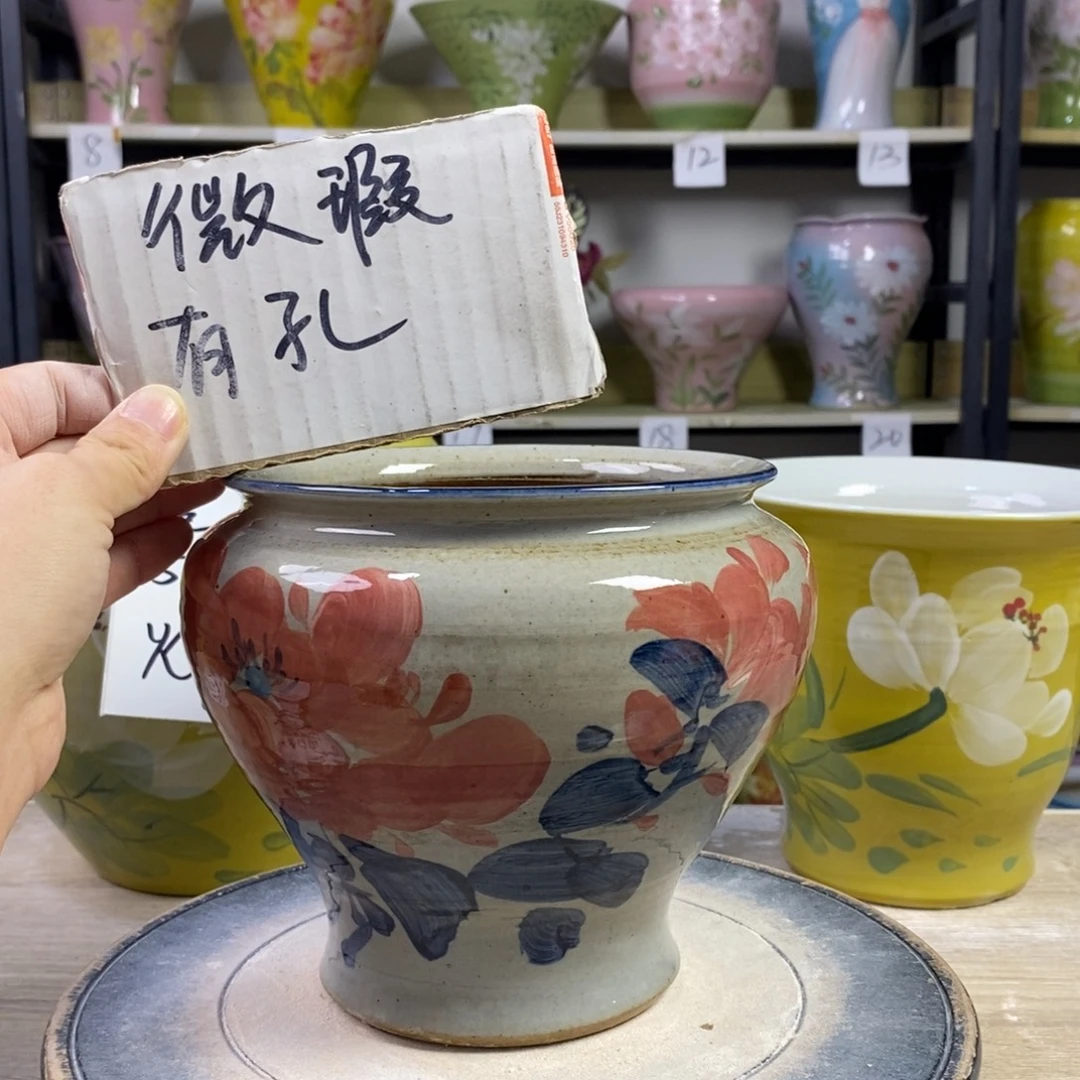 景德镇手工手绘陶瓷花盆