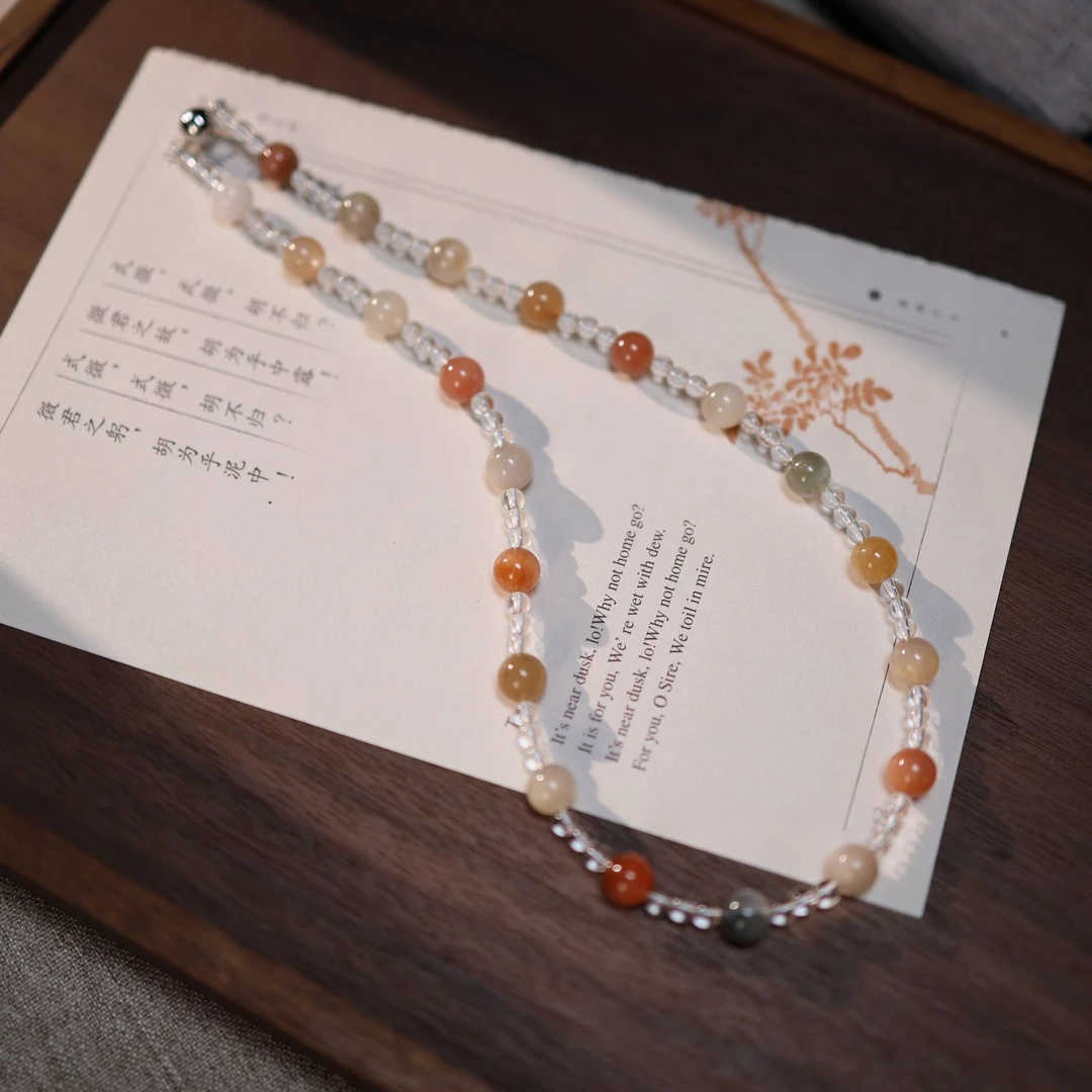 【王火火】天然兔毛双A白水晶项链设计款女小众精致时尚百搭