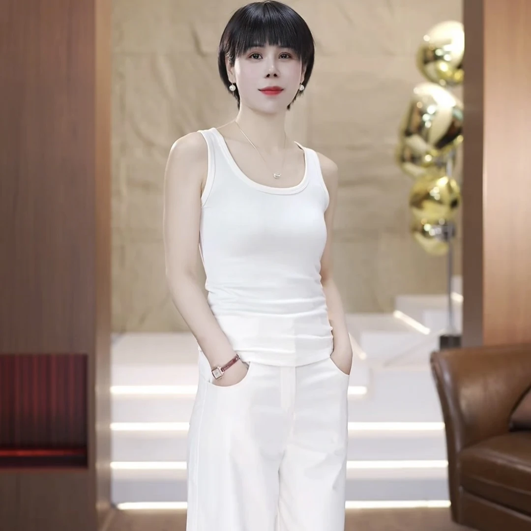 【渲渲推荐】YR-656夏季时尚百搭天丝醋酸羊毛背心