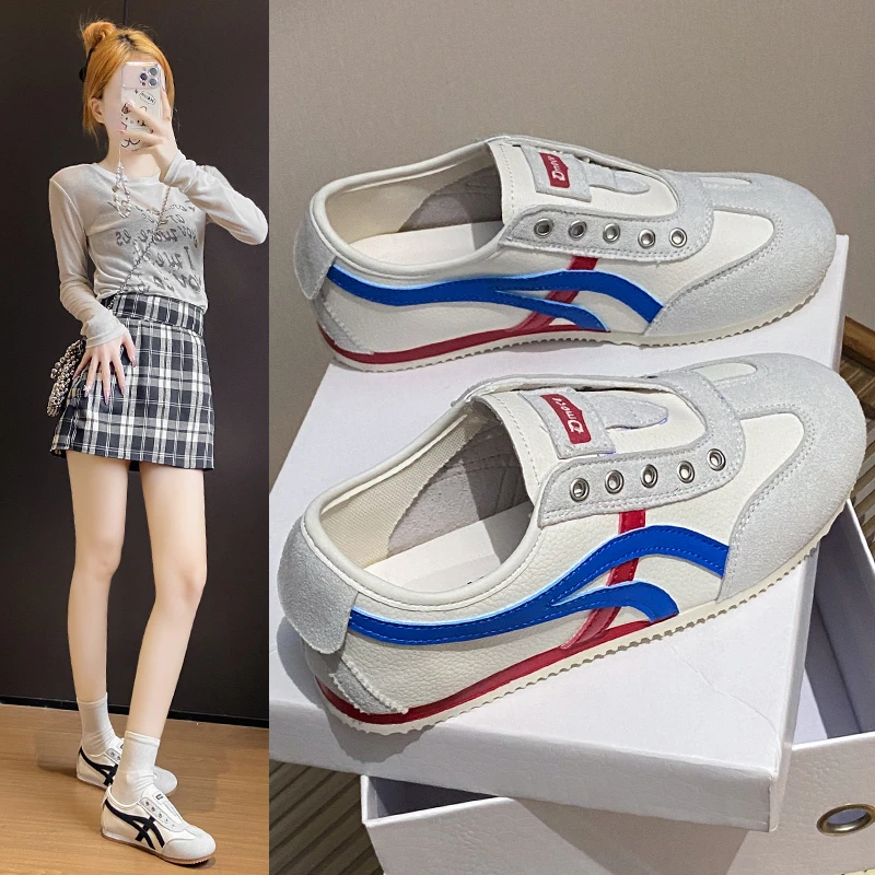 26216一脚蹬夏季拼色德训鞋时尚休闲鞋春季软底沙丘废土风