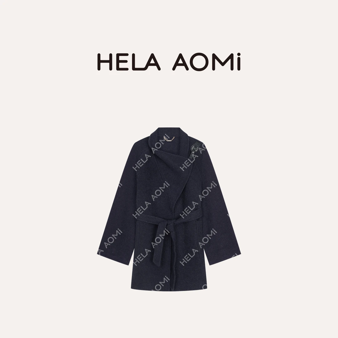 HELA AOMI “皮扣大衣”绵羊毛84%马海毛小众设计大衣CY5DM08577