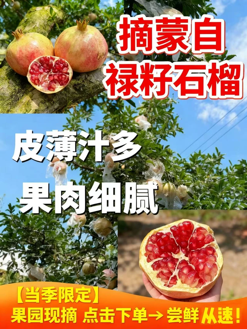 云南蒙自禄籽石榴 晚熟珍品 皮薄肉嫩 甜度适中可食率超高