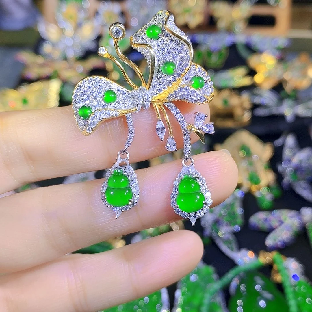 吊坠(不含链)银S925镶嵌翡翠