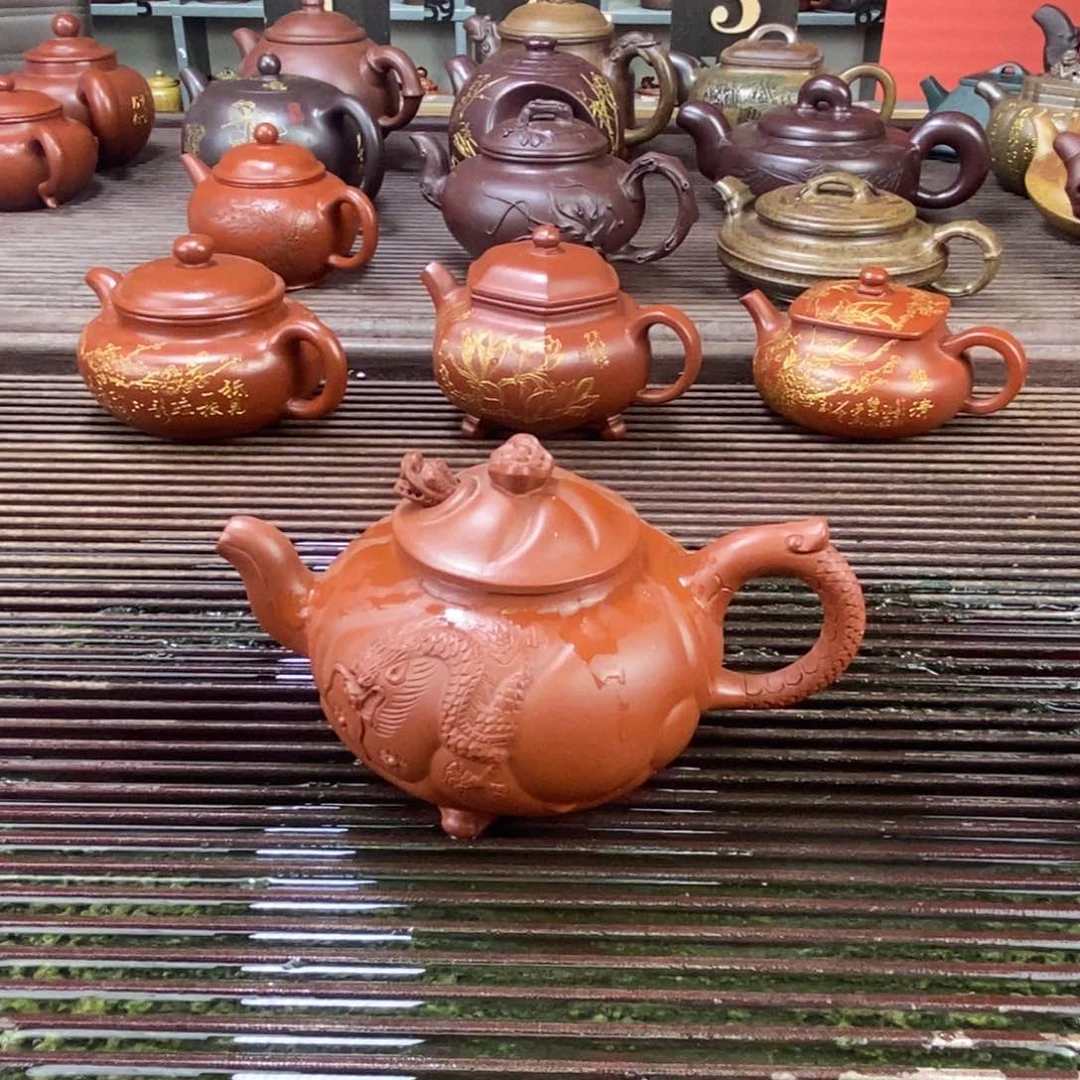 茶壶紫砂白7 鱼化龙 朱泥