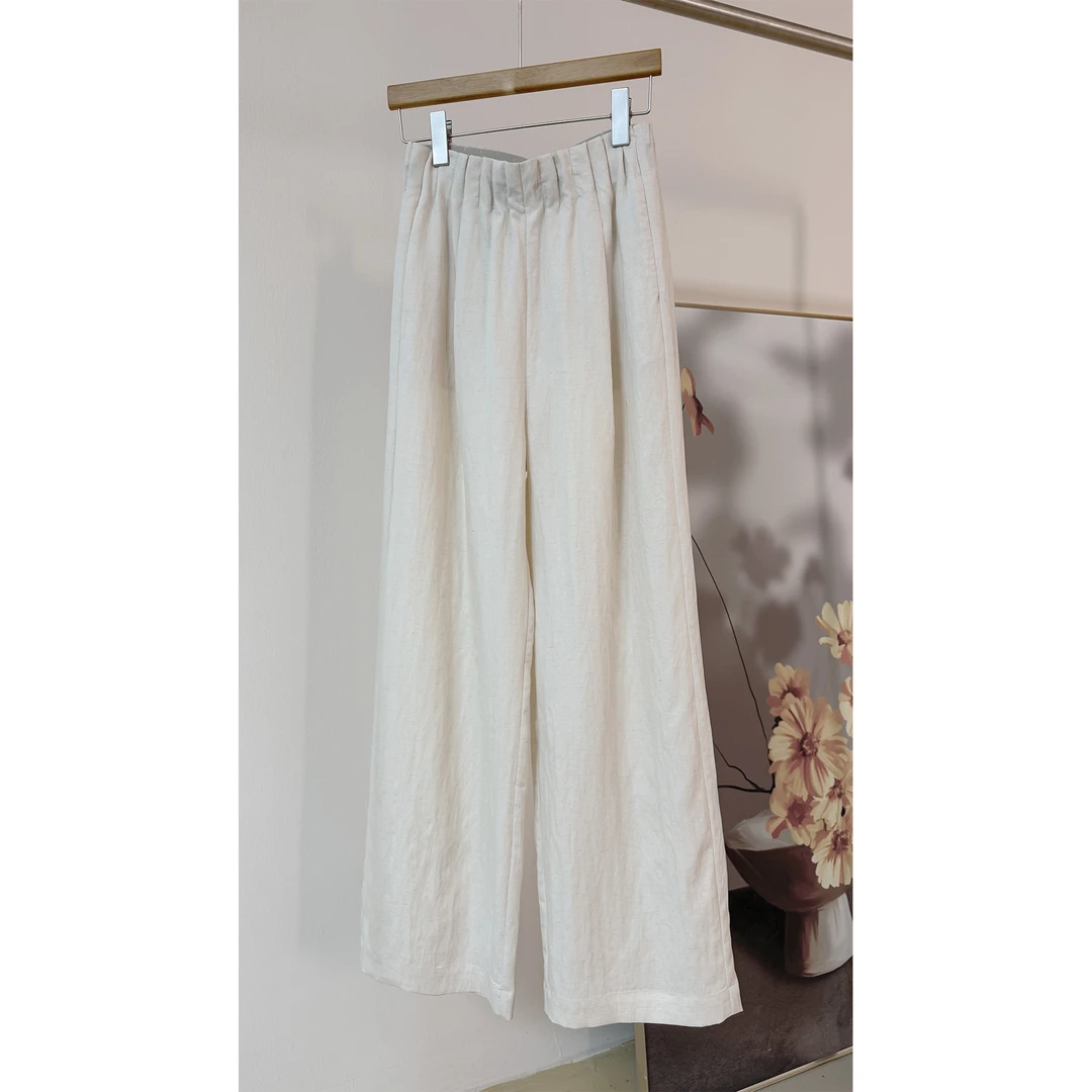 春夏款 舒适透气 松弛感亚麻直筒裤 女裤