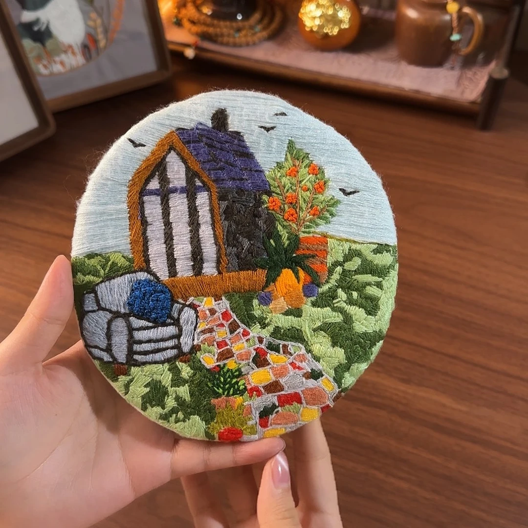 刺绣满绣玻璃小屋16*15