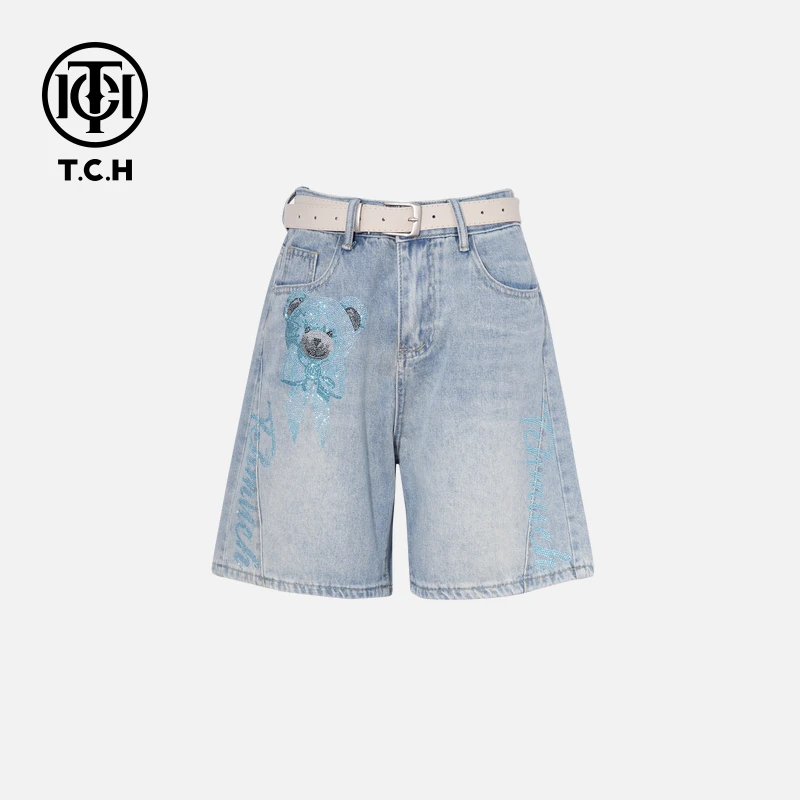 TCH私服烫钻工艺新时尚淑女百搭新潮流短裤女（含腰带）T75B21E5033