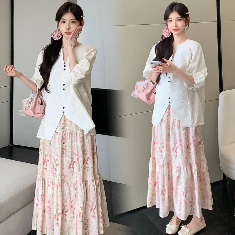 孕妇装2025新款夏季潮妈孕期穿搭夏装套装高级感甜美重工刺绣上衣