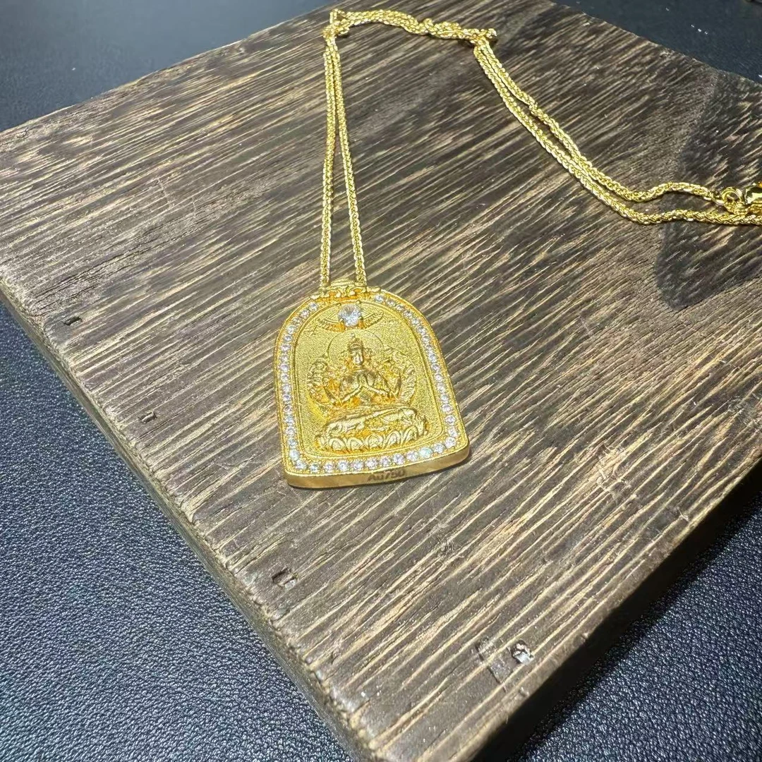 【国检证书+运费险+终身售后】18K钻石千手观音吊坠 - 1074