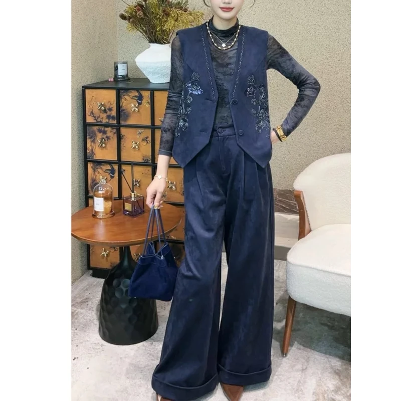 2025春季新款女装时尚套装黑色无袖背心+半身裙两件套春秋款
