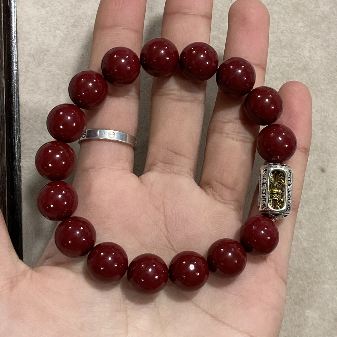 含辰砂工艺品C752辰砂卡1.2圆珠单圈手串（合成）