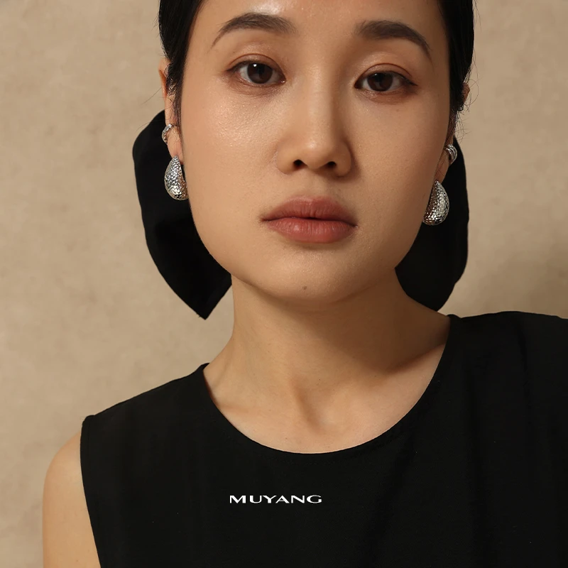 muyang/慕阳 铜合金耳饰 时尚气质百搭复古小众云迹耳钉