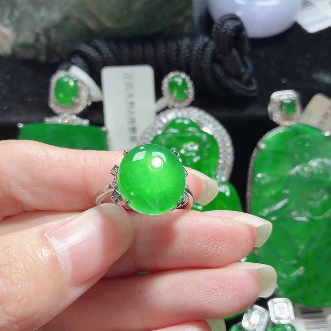 翡翠银S925镶嵌戒指11
