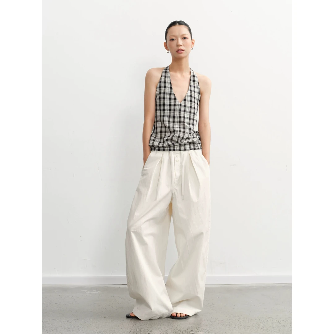 LINY LIBERTY  25SS  复古设计感V领挂脖吊带E16258985