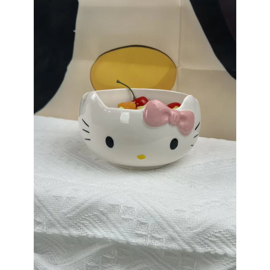 卡通陶瓷水果碗 可爱蝴蝶结零食沙拉碗 儿童早餐碗少女心餐具