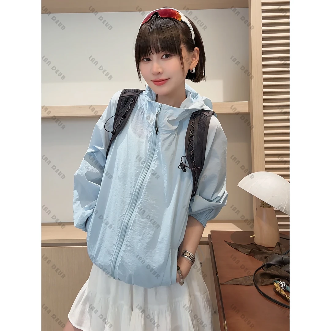 【幽兰梦境】防晒衣户外时尚休闲气质透气连帽下摆抽绳上衣女夏季