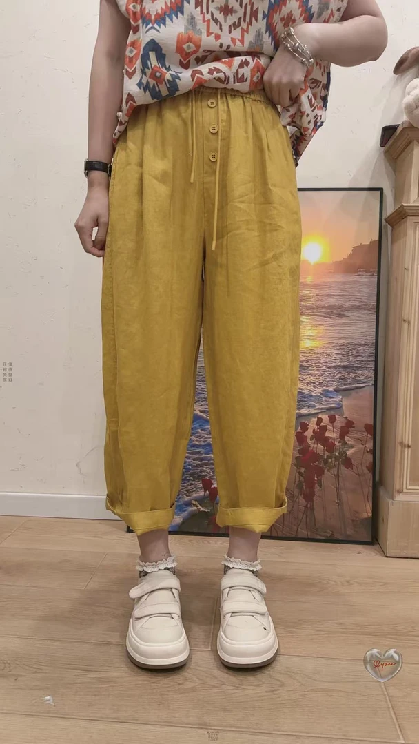 【彩色日记】超薄透气显瘦遮肉亚麻休闲裤介意瑕疵慎拍