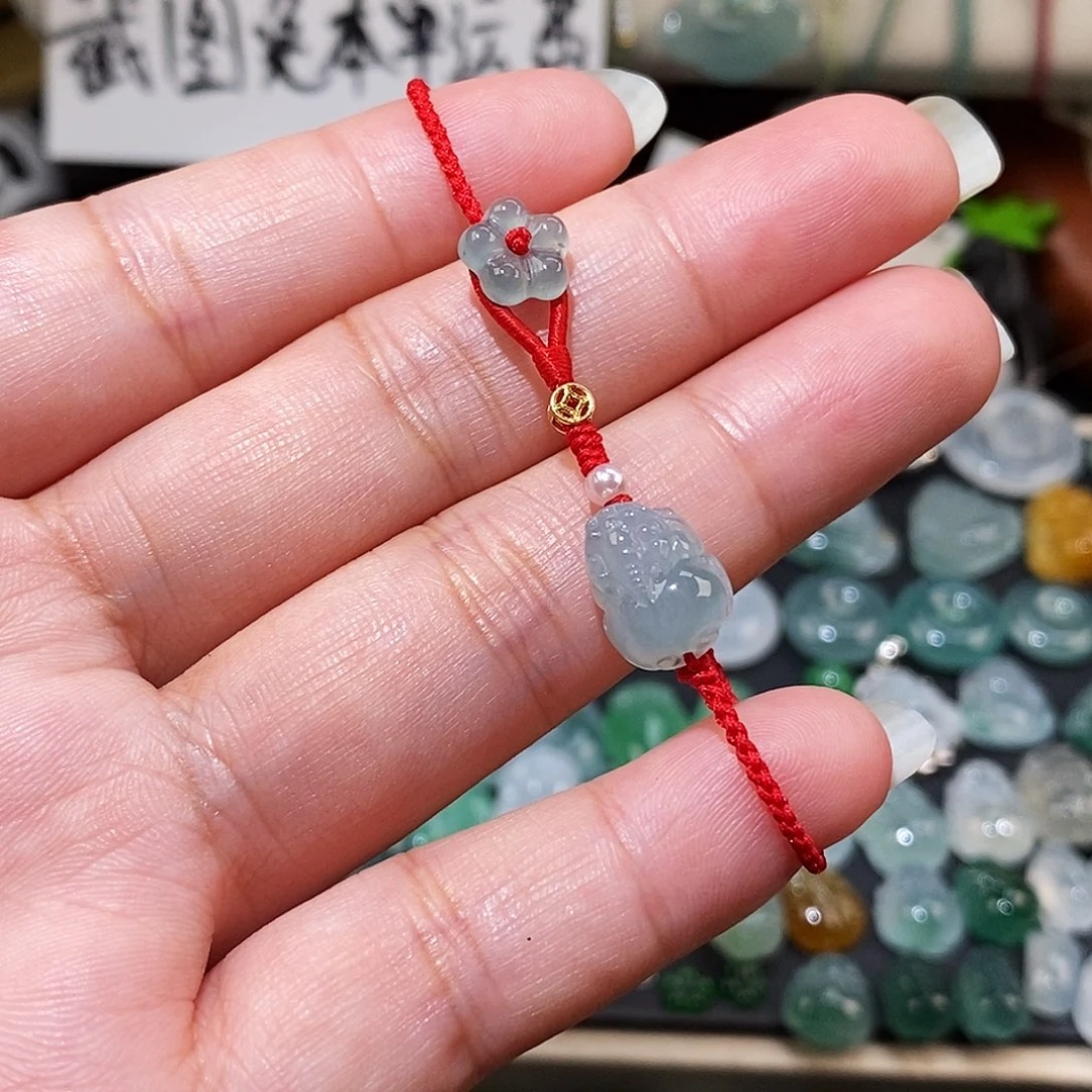 翡翠未镶嵌颈饰貔貅红绳15