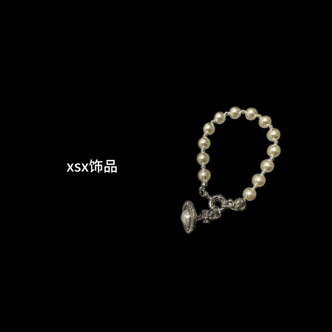 铜合金仿珍珠手链 XSX铜合金天然贝珠手链手工气质百搭古风