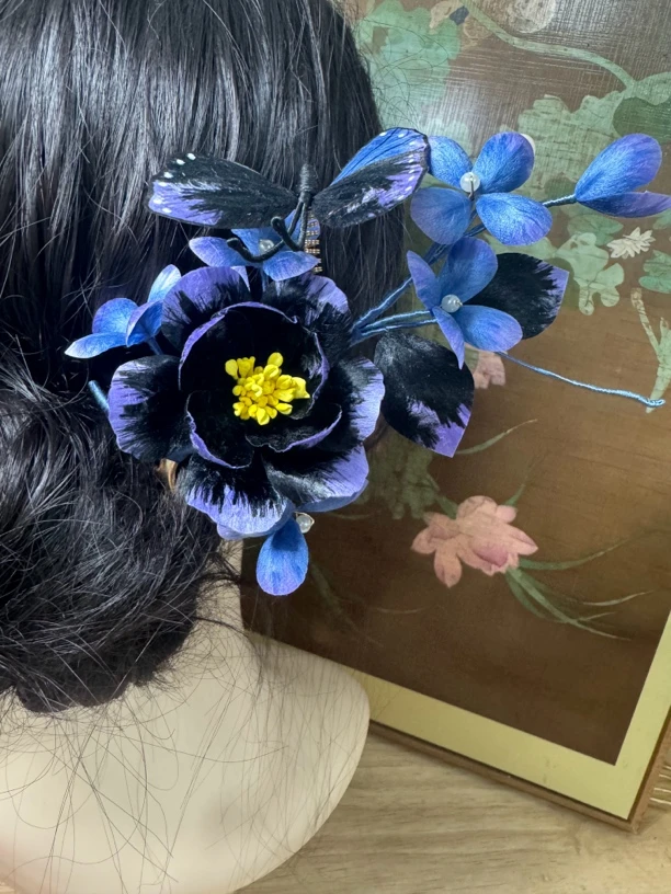 江南浔古风发饰汉服配饰 绒花默认软簪改主体找客服