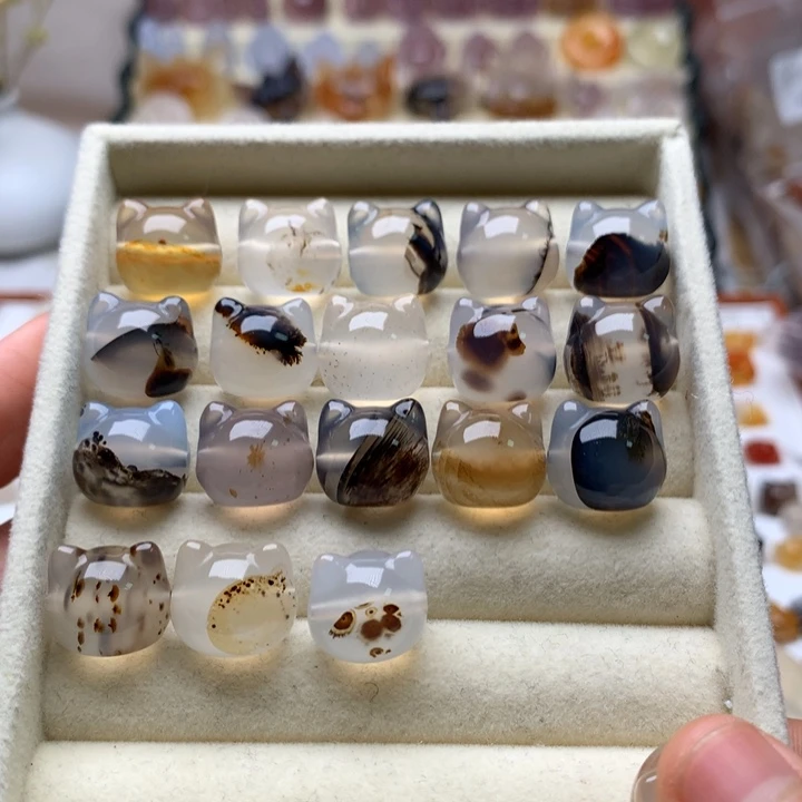 玛瑙/玉髓未镶嵌玛瑙草花猫头