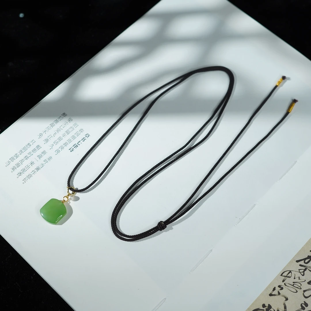 和田玉*毛衣链*18k金镶嵌