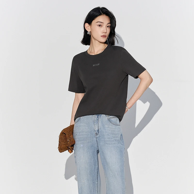 XG雪歌2025夏季薄款T恤XL201820A884圆领女士套头短袖上衣