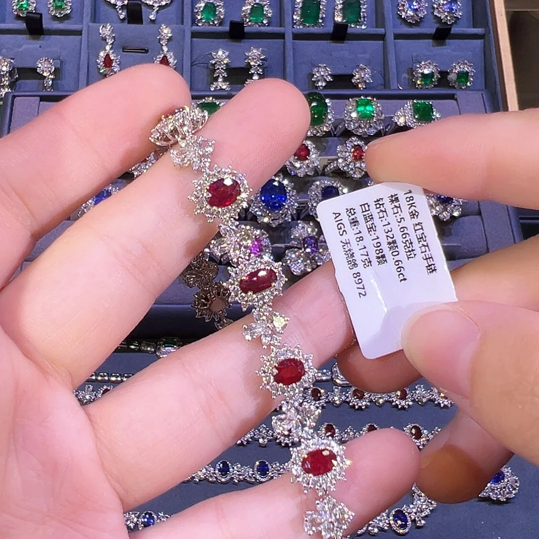 手链18K金镶嵌红宝石