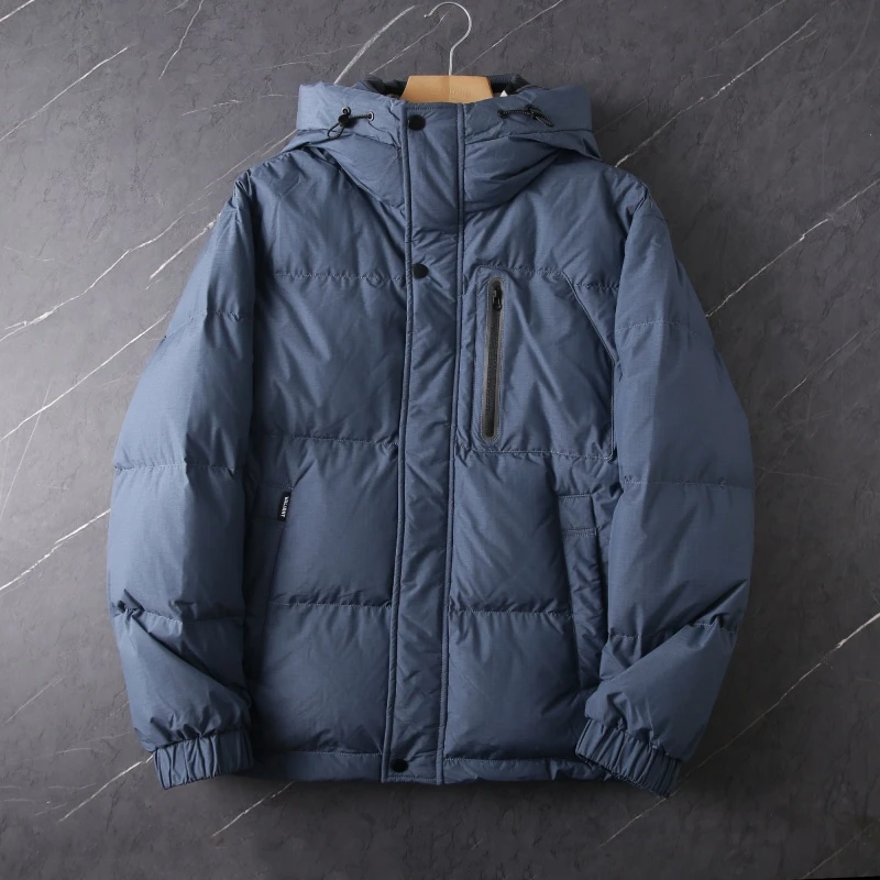 HY843剪标90白鸭绒连帽保暖抗寒舒适软壳休闲羽绒服