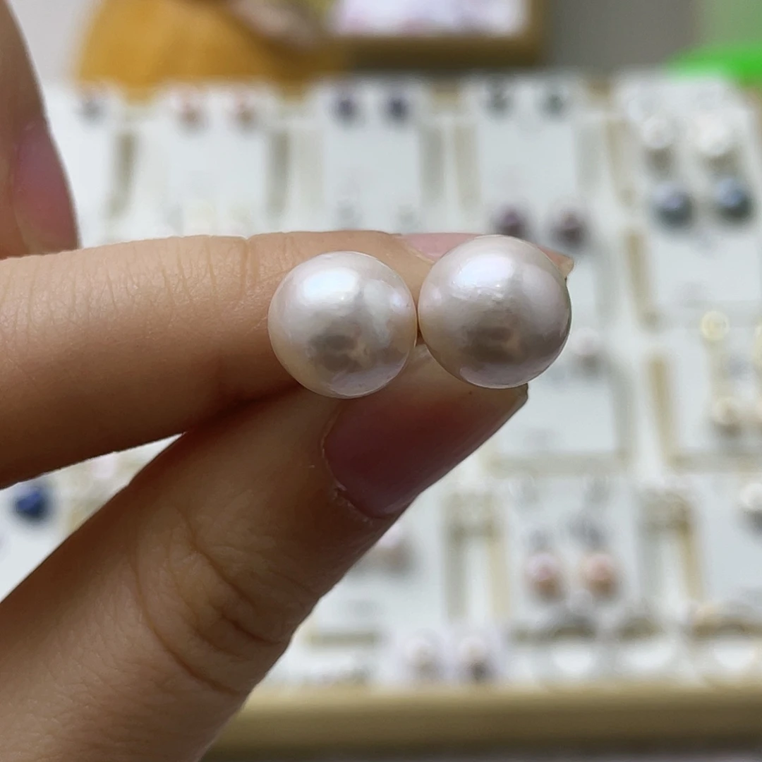 许***多银S925镶嵌淡水珍珠耳饰