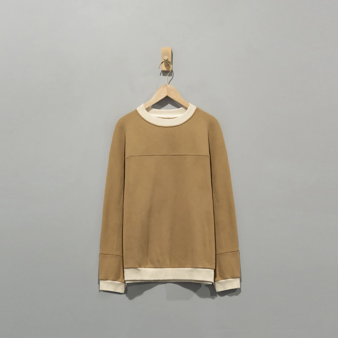 【且听风吟】0111975文艺棉撞色圆领分割加绒加厚卫衣衣长67胸围130