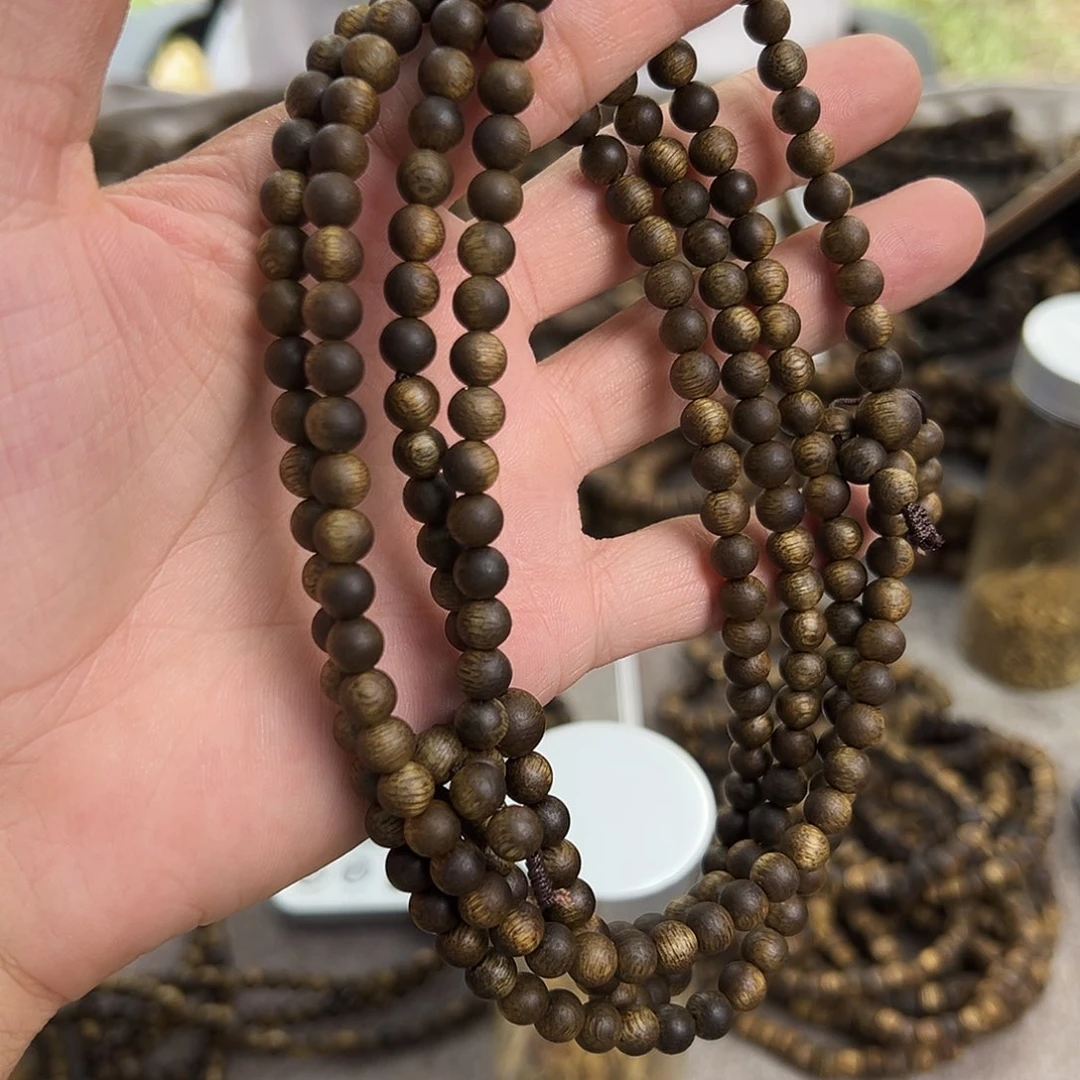 沉香手串沉香紫棋0.6圆珠多圈多样性发一