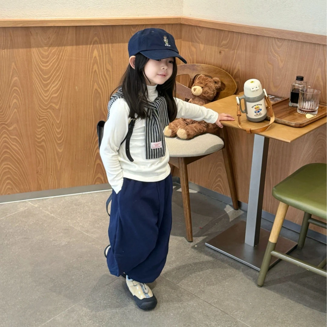 壹妈童装女童时尚套装秋季洋气儿童纯色高领上衣休闲卫裤条纹披肩