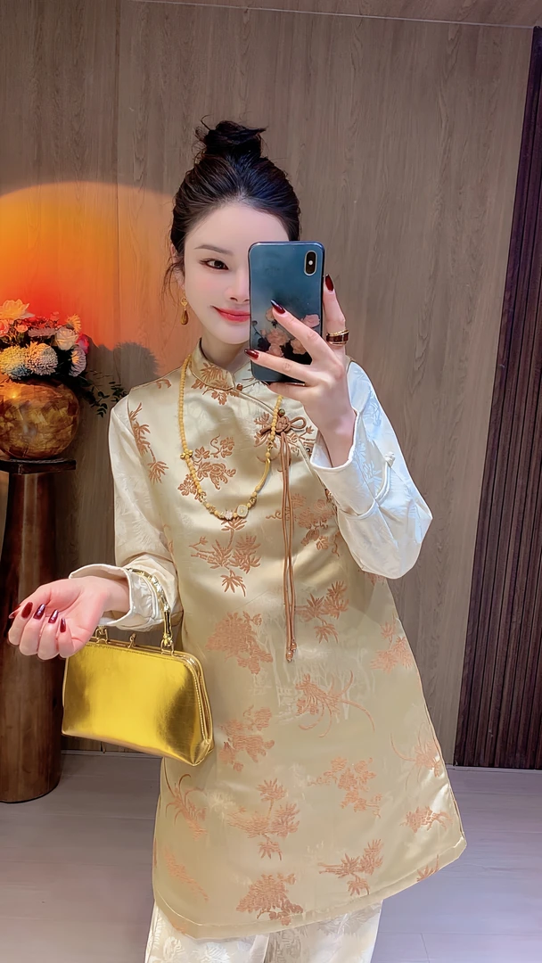 【松芝】新中式国风提花章绒马甲裙背心裙旗袍裙连衣裙裙子女