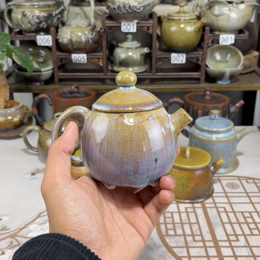 200cc白泥微瑕柴烧龙蛋壶，古法传承裸坯柴烧