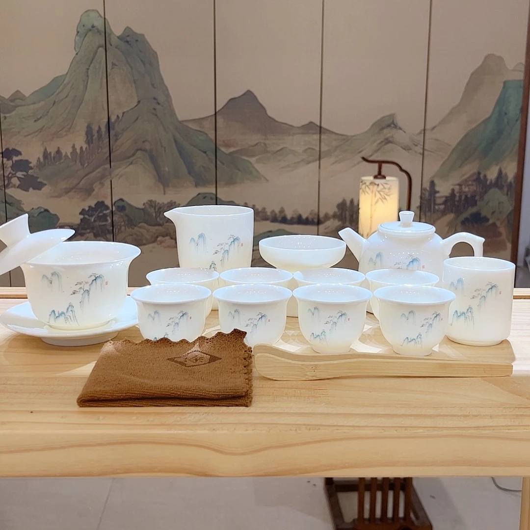 【都彩】高山流水羊脂玉瓷16头