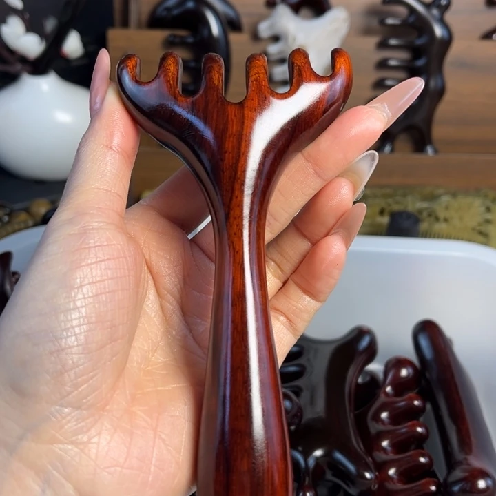 紫檀木鹿角按摩梳微瑕