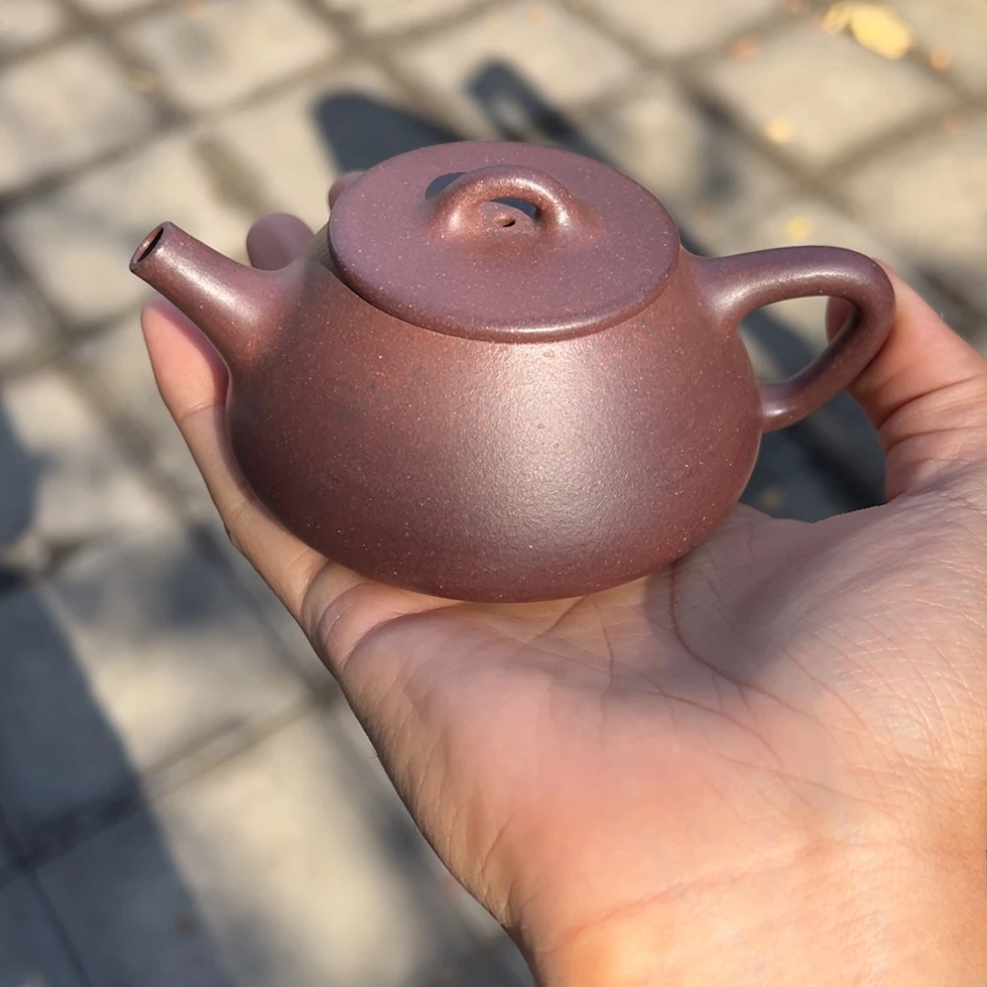追***风紫砂茶壶底槽青平盖石瓢