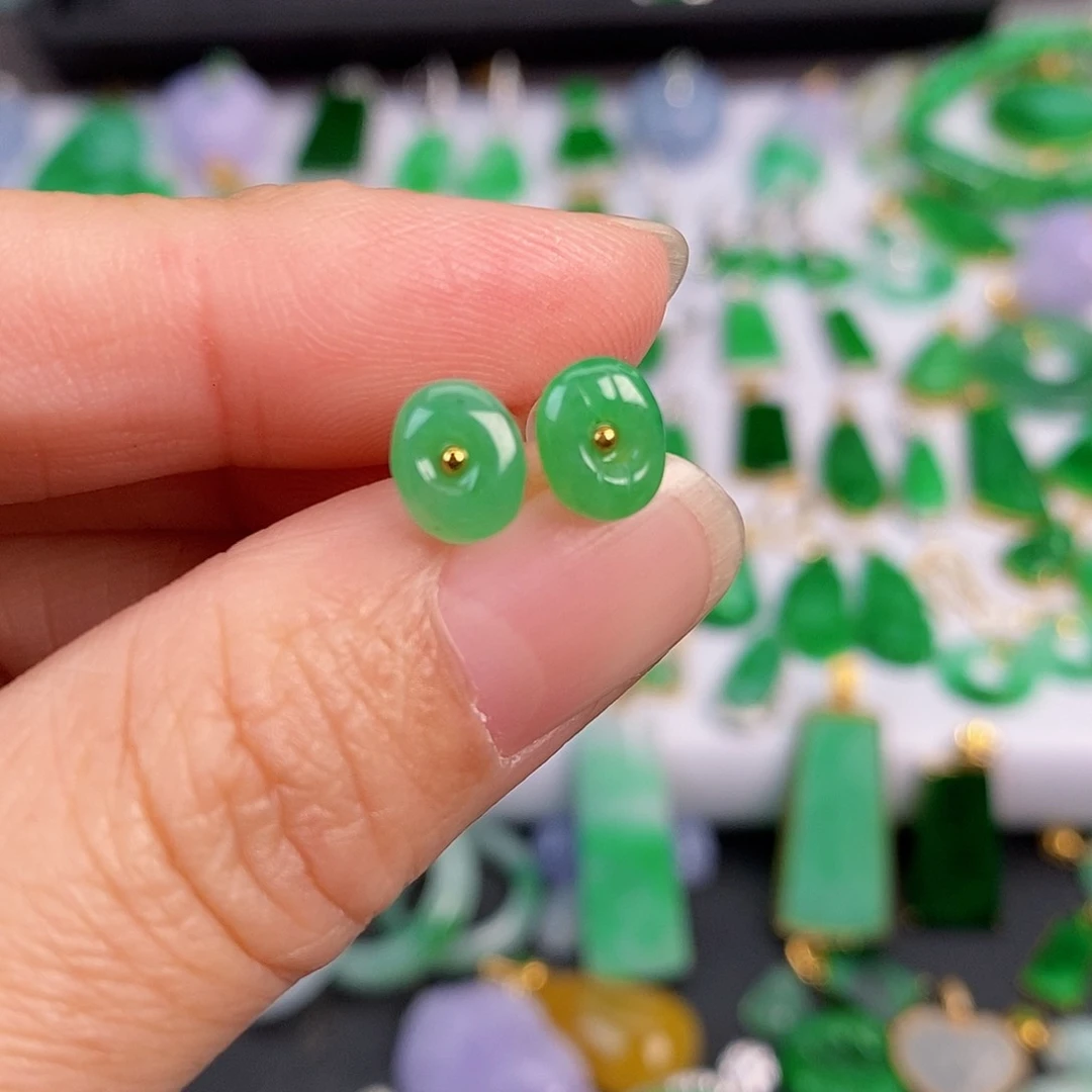 吊坠(不含链)18K金镶嵌翡翠