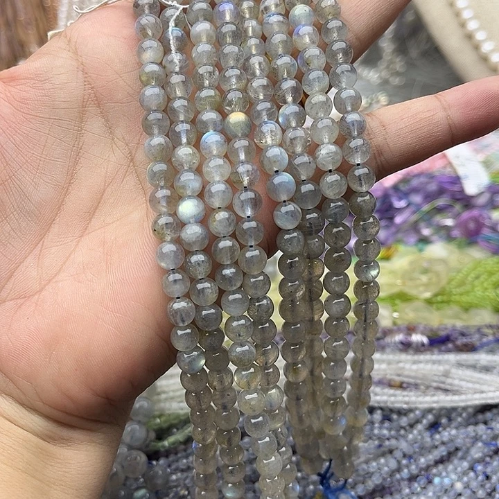 玛瑙/玉髓未镶嵌珠宝半成品一条6mm灰月光