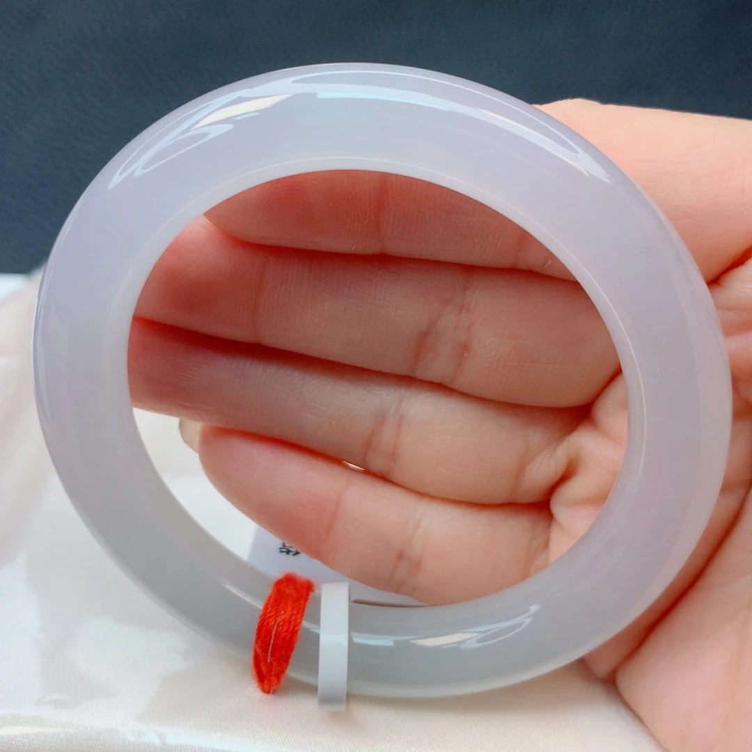 翡翠未镶嵌手镯52-53冰种起胶光白冰条