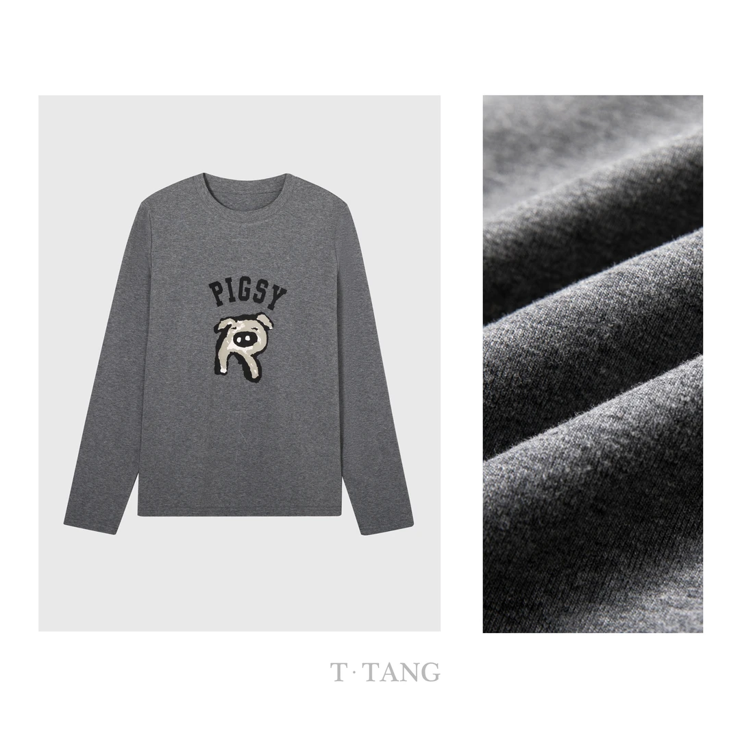 《精致小猪90棉薄款》秋季新款210g罗赛棉亲肤舒适高弹T【7172】jj