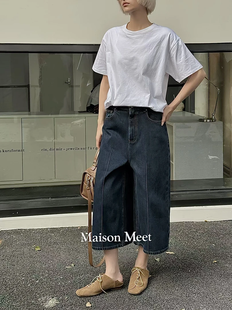 【Maison Meet 】设计师休闲有点调性的牛仔七分短裤V2156