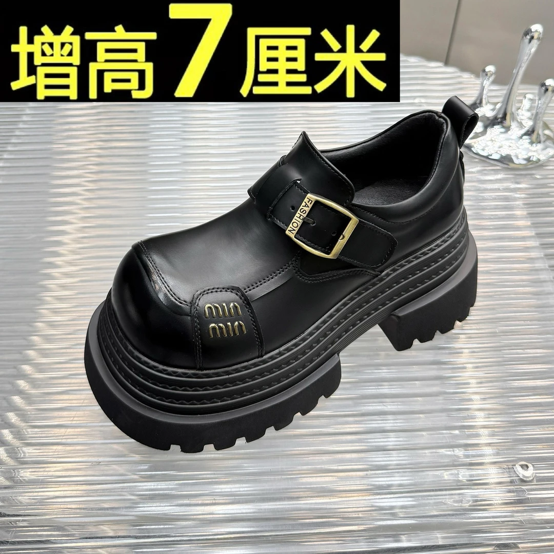 DICECK厚底英伦风小皮鞋女2025春季新款复古百搭一脚蹬乐福鞋玛丽