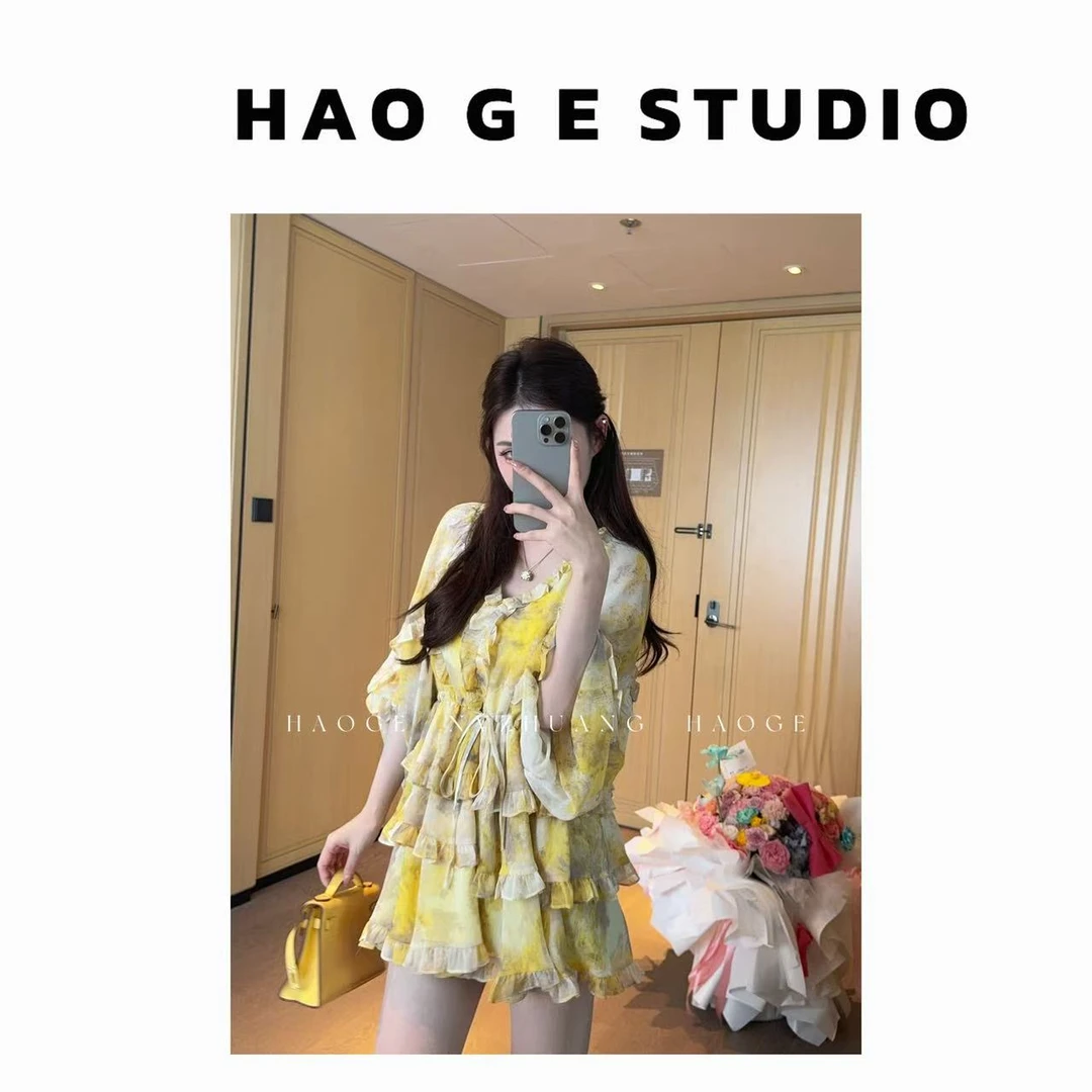 浩哥严选●晚香玉HGX5LYQ1560A连衣裙预碎花夏季甜美设计感时尚款