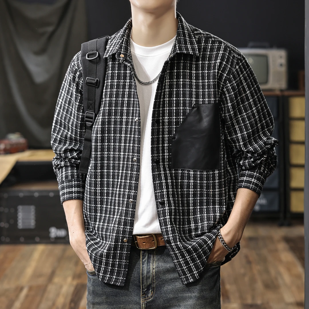 MR.MUDI/穆迪先生美式高级感格子长袖衬衫男秋季新款高端衬衣外套